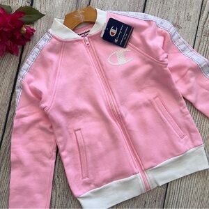 b1 -- NWT pink white CHAMPION full zip jacket Girls Medium